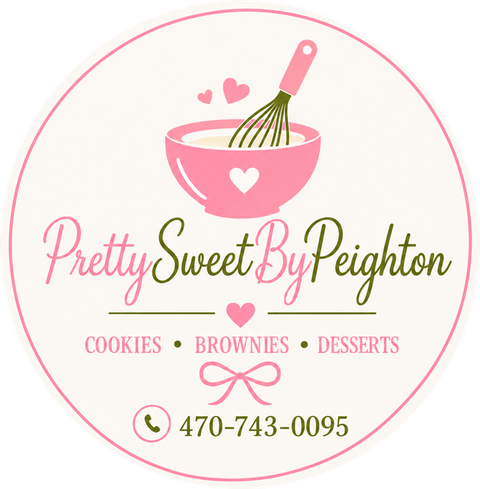Pretty Sweet by Peighton logo: a pink mixing bowl with a whisk