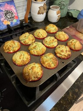 Golden muffins in a tin